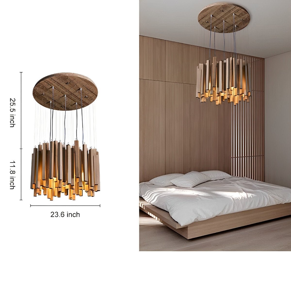 Flyachilles Modern Minimalist Wood Firewood Stick Chandelier Light