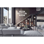 Netto Modern Three-Tier Chandelier with Chrome Finish and Frosted Acrylic Accents