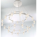 Netto Modern Three-Tier Chandelier with Chrome Finish and Frosted Acrylic Accents