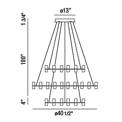Netto Modern Three-Tier Chandelier with Chrome Finish and Frosted Acrylic Accents